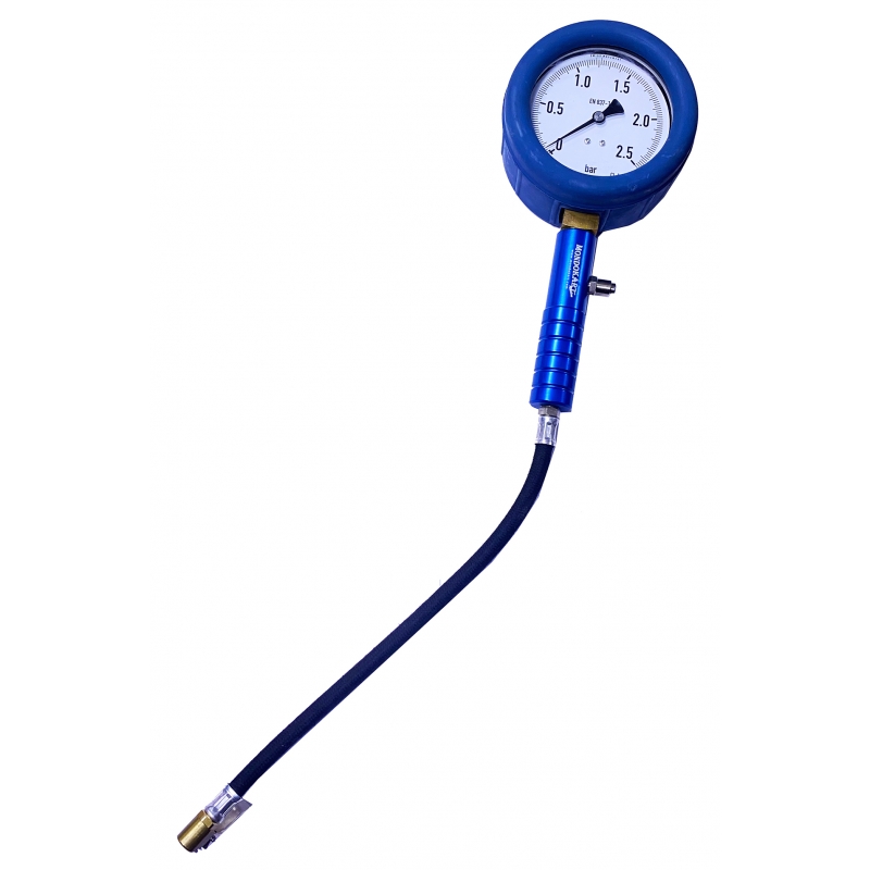 Implotex Manometer Luftdruckprüfer Reifendruckmesser 0-12 bar,  Schlauchlänge 400 mm