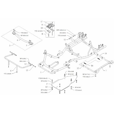 Rubbers Seitenkästen Unterstützung Kit Easykart Birel Freeline