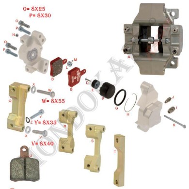 Pin hinten Bremsklotz SA2 BS6 BSD BSM OTK TonyKart, MONDOKART